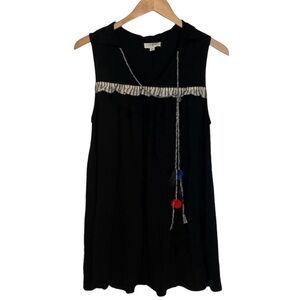 UMGEE Sleeveless Mini Dress Pom Pom Tassel Black Sundress Women’s Size Small